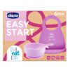 طاقم تغذية (EASY START) سيليكون (صحن + ملعقة + مريقة) تشيكو (وردي) +6M