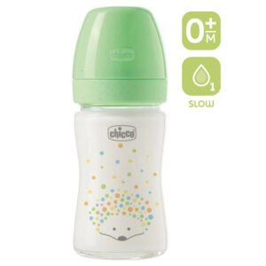 مرضعة زجاج -150- سيليكون (أخضر محايد) 0M+ Slow #حديث