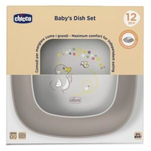 طاقم صحن أكل تشِيكُو DISH SET رمادي +12M